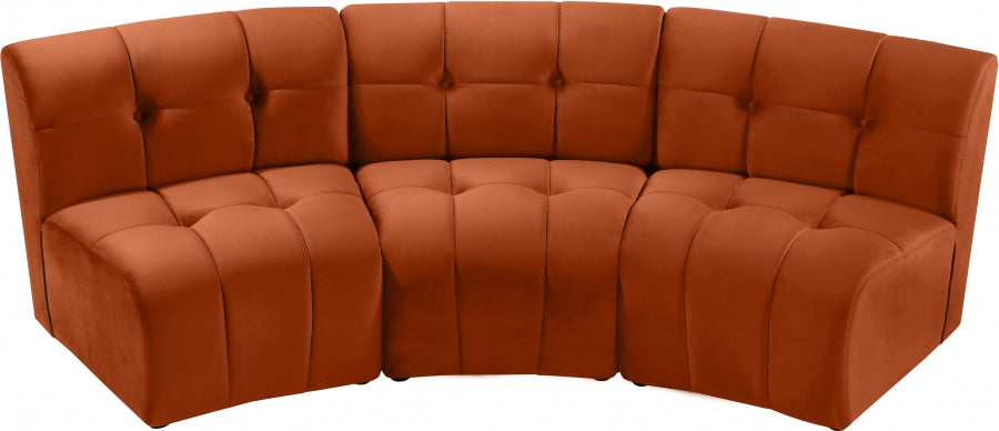 Limitless Cognac Modular Velvet Sofa - 645Cognac-3PC - Vega Furniture