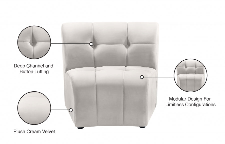 Limitless Cream Modular Velvet Chair - 645Cream-C - Vega Furniture