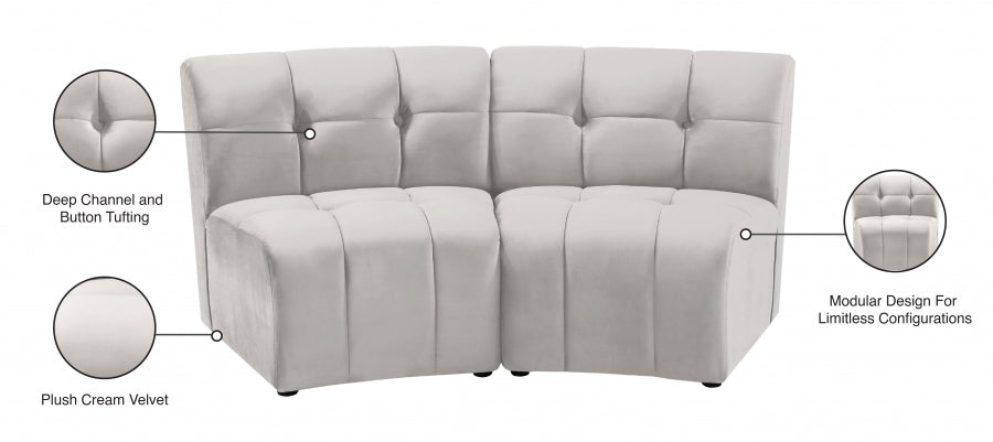 Limitless Cream Modular Velvet Loveseat - 645Cream-2PC - Vega Furniture