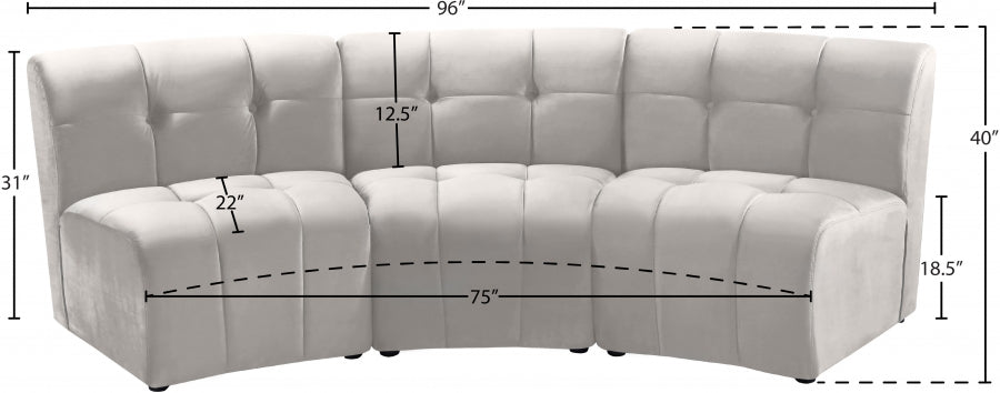 Limitless Cream Modular Velvet Sofa - 645Cream-3PC - Vega Furniture