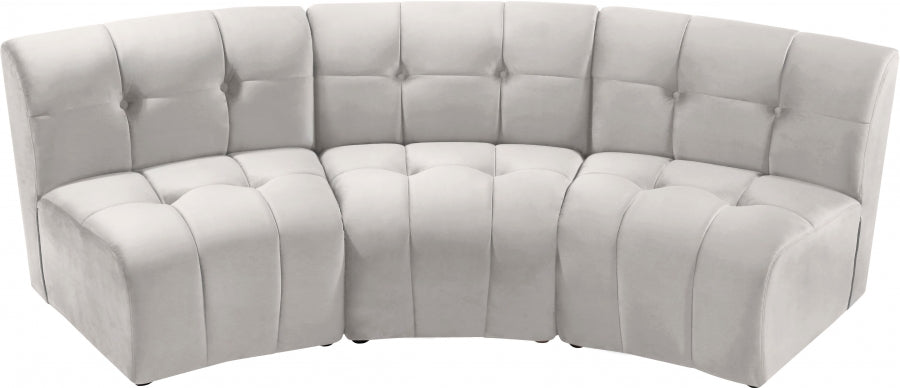 Limitless Cream Modular Velvet Sofa - 645Cream-3PC - Vega Furniture