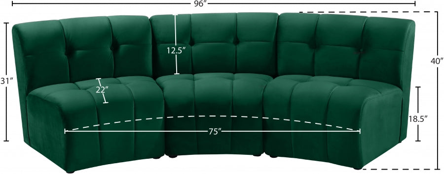 Limitless Green Modular Velvet Sofa - 645Green-3PC - Vega Furniture