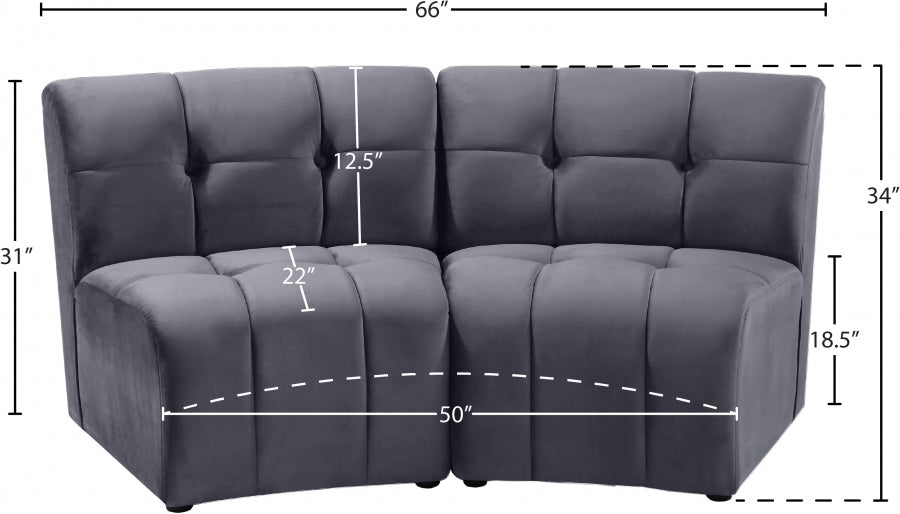 Limitless Grey Modular Velvet Loveseat - 645Grey-2PC - Vega Furniture