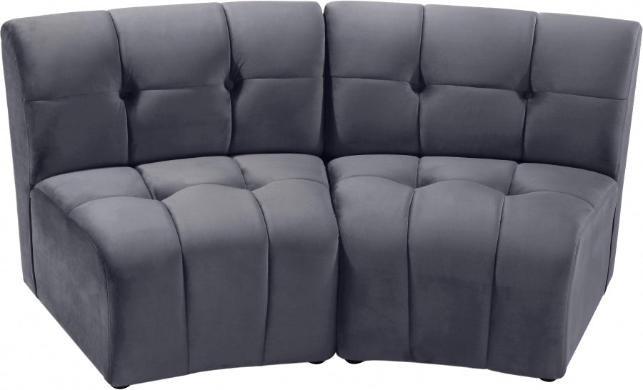 Limitless Grey Modular Velvet Loveseat - 645Grey-2PC - Vega Furniture