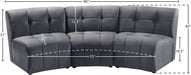 Limitless Grey Modular Velvet Sofa - 645Grey-3PC - Vega Furniture