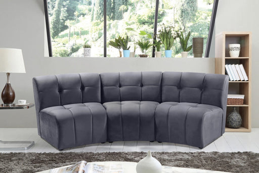 Limitless Grey Modular Velvet Sofa - 645Grey-3PC - Vega Furniture