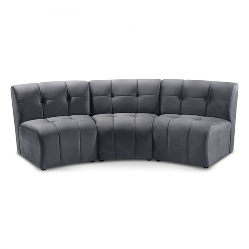 Limitless Grey Modular Velvet Sofa - 645Grey-3PC - Vega Furniture