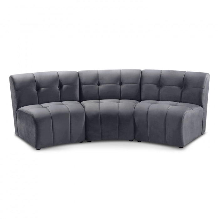 Limitless Grey Modular Velvet Sofa - 645Grey-3PC - Vega Furniture