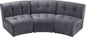 Limitless Grey Modular Velvet Sofa - 645Grey-3PC - Vega Furniture