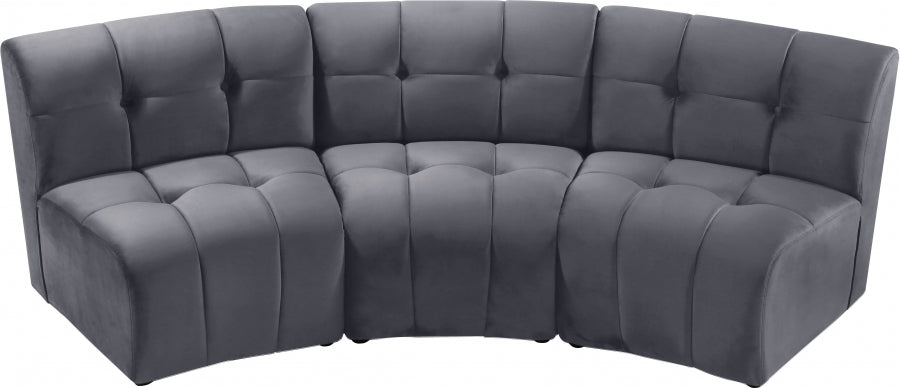 Limitless Grey Modular Velvet Sofa - 645Grey-3PC - Vega Furniture