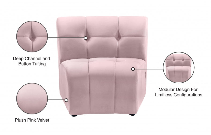 Limitless Pink Modular Velvet Chair - 645Pink-C - Vega Furniture