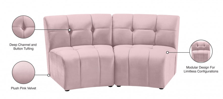 Limitless Pink Modular Velvet Loveseat - 645Pink-2PC - Vega Furniture