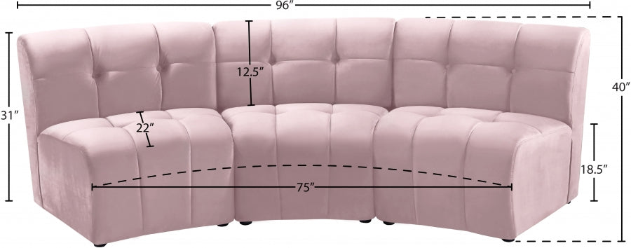 Limitless Pink Modular Velvet Sofa - 645Pink-3PC - Vega Furniture