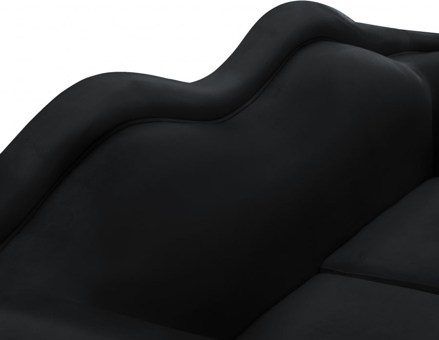 Lips Black Velvet Loveseat - 607Black-L - Vega Furniture