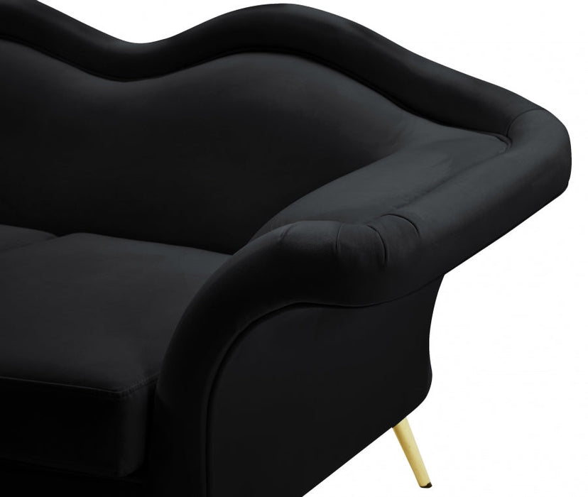 Lips Black Velvet Loveseat - 607Black-L - Vega Furniture