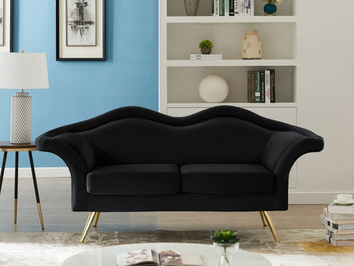 Lips Black Velvet Loveseat - 607Black-L - Vega Furniture