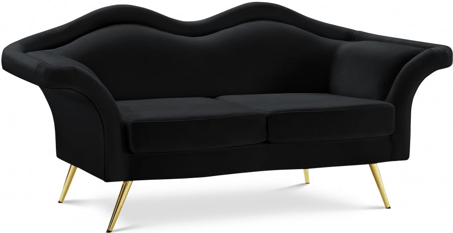 Lips Black Velvet Loveseat - 607Black-L - Vega Furniture