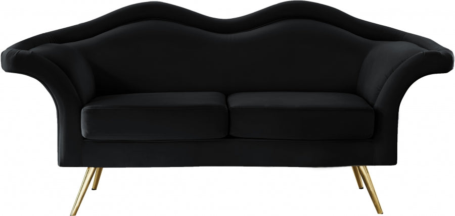 Lips Black Velvet Loveseat - 607Black-L - Vega Furniture