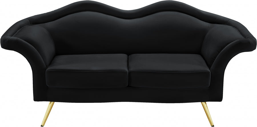 Lips Black Velvet Loveseat - 607Black-L - Vega Furniture