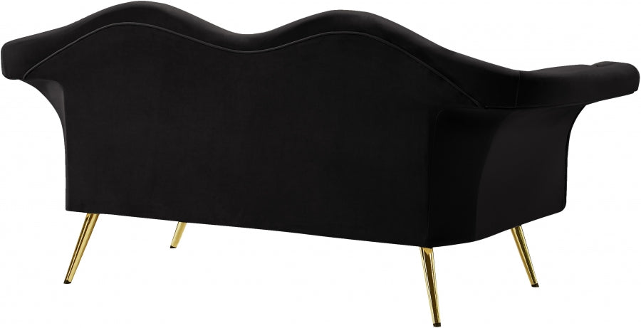 Lips Black Velvet Loveseat - 607Black-L - Vega Furniture