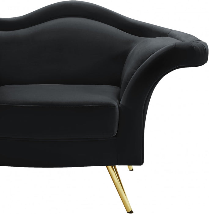 Lips Black Velvet Loveseat - 607Black-L - Vega Furniture