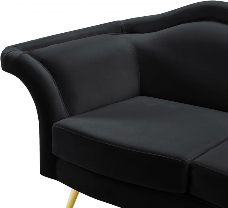 Lips Black Velvet Loveseat - 607Black-L - Vega Furniture