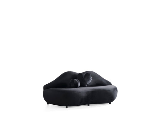 Lips Black Velvet Settee - LIPSBLACK-L - Vega Furniture