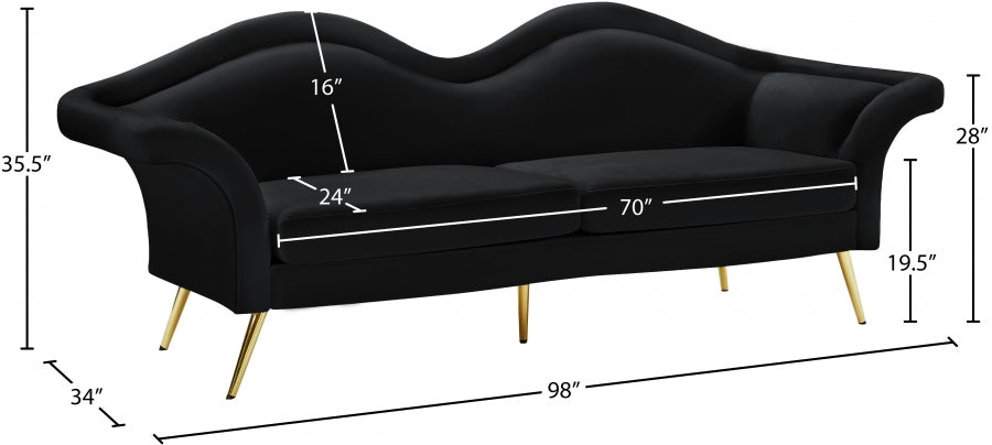 Lips Black Velvet Sofa - 607Black-S - Vega Furniture