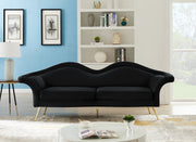 Lips Black Velvet Sofa - 607Black-S - Vega Furniture