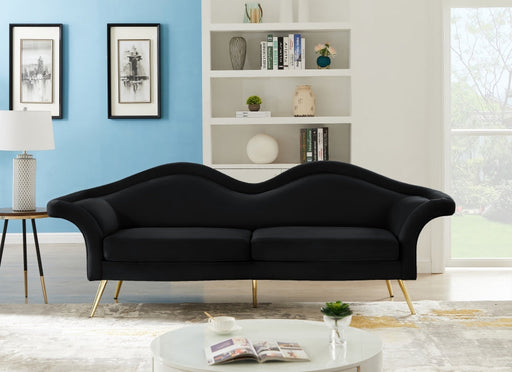 Lips Black Velvet Sofa - 607Black-S - Vega Furniture