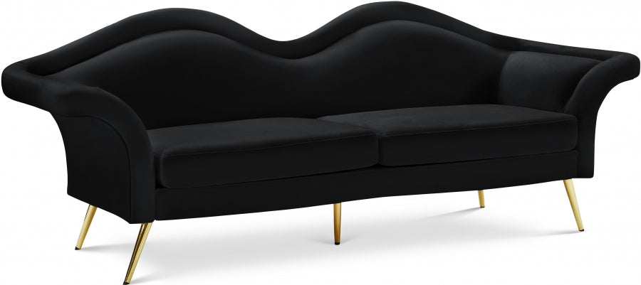 Lips Black Velvet Sofa - 607Black-S - Vega Furniture