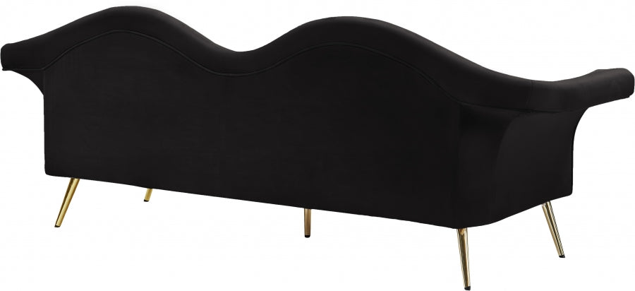 Lips Black Velvet Sofa - 607Black-S - Vega Furniture