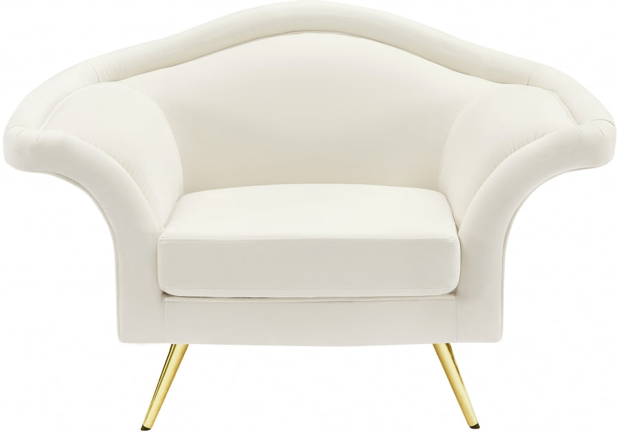 Lips Cream Velvet Chair - 607Cream-C - Vega Furniture