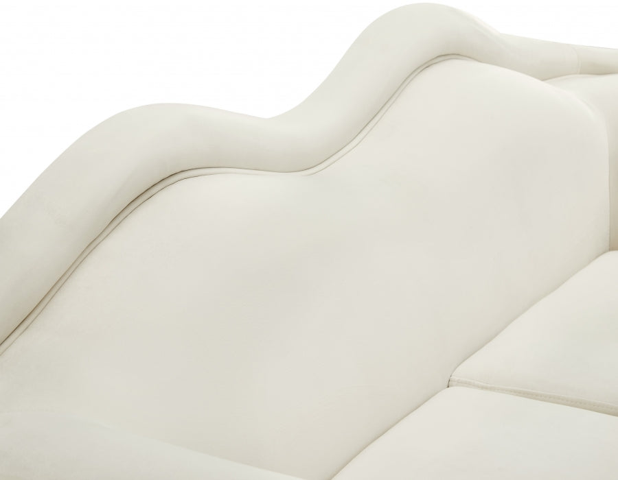 Lips Cream Velvet Sofa - 607Cream-S - Vega Furniture