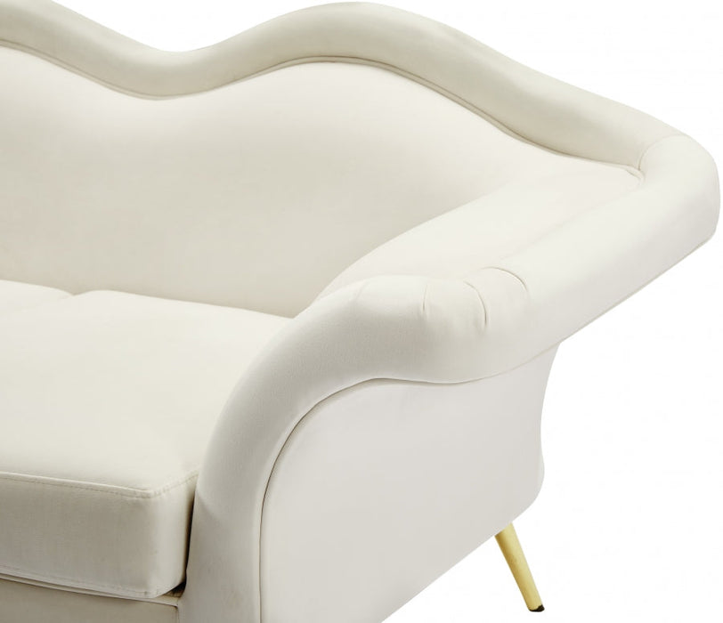 Lips Cream Velvet Sofa - 607Cream-S - Vega Furniture