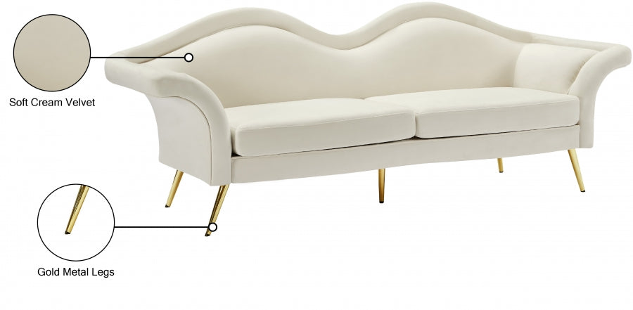 Lips Cream Velvet Sofa - 607Cream-S - Vega Furniture