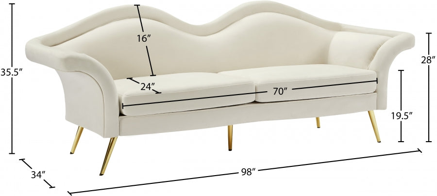 Lips Cream Velvet Sofa - 607Cream-S - Vega Furniture