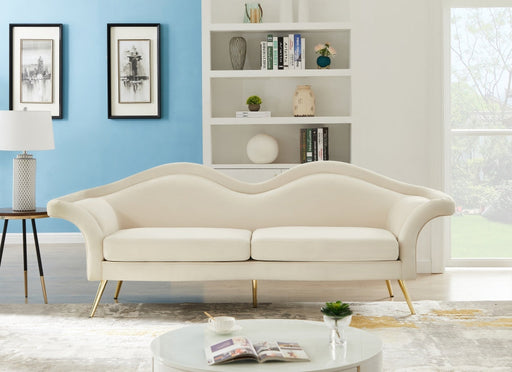 Lips Cream Velvet Sofa - 607Cream-S - Vega Furniture