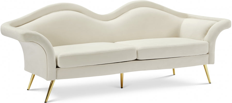 Lips Cream Velvet Sofa - 607Cream-S - Vega Furniture