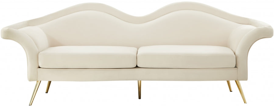 Lips Cream Velvet Sofa - 607Cream-S - Vega Furniture