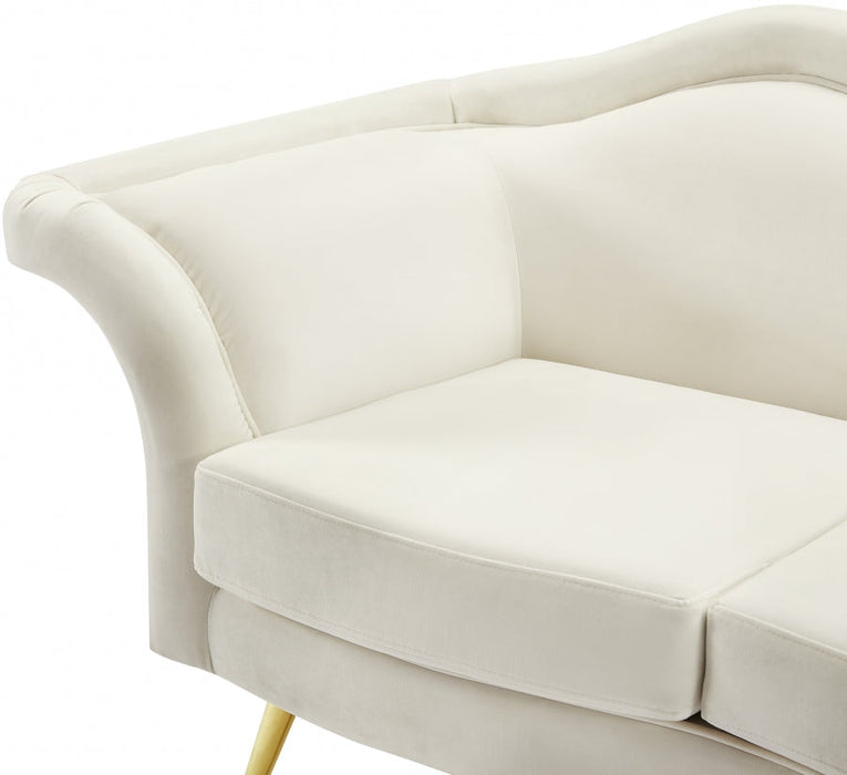 Lips Cream Velvet Sofa - 607Cream-S - Vega Furniture