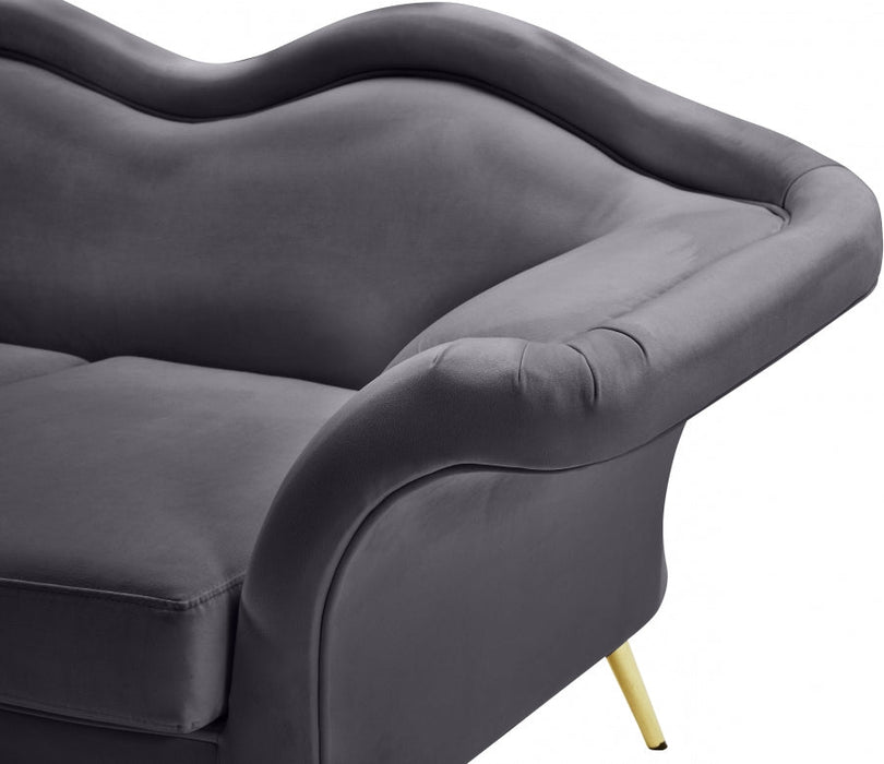 Lips Grey Velvet Loveseat - 607Grey-L - Vega Furniture