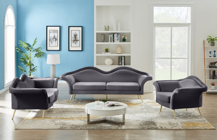 Lips Grey Velvet Loveseat - 607Grey-L - Vega Furniture