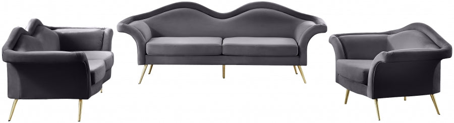 Lips Grey Velvet Loveseat - 607Grey-L - Vega Furniture