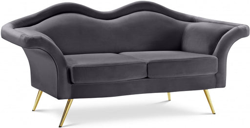 Lips Grey Velvet Loveseat - 607Grey-L - Vega Furniture