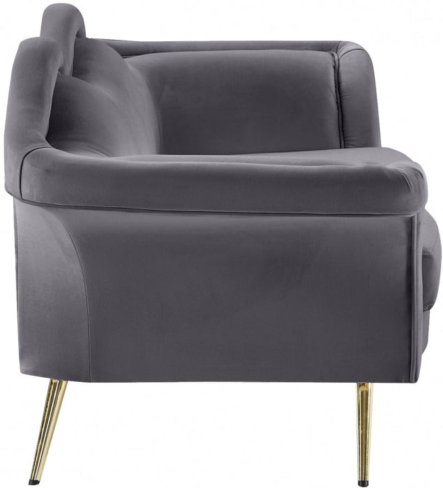 Lips Grey Velvet Loveseat - 607Grey-L - Vega Furniture