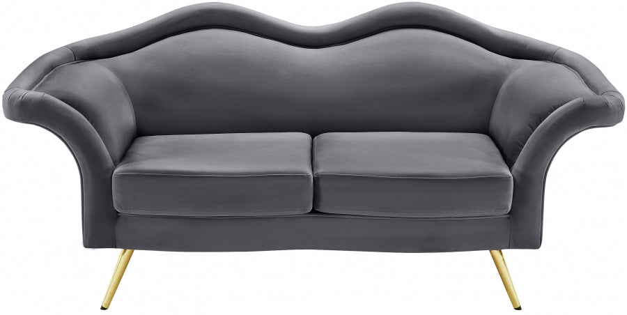 Lips Grey Velvet Loveseat - 607Grey-L - Vega Furniture