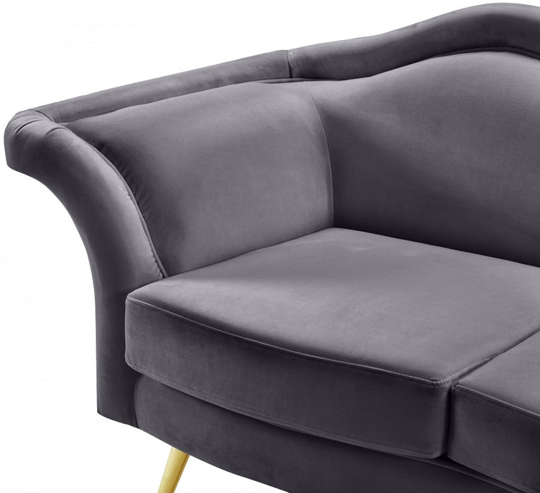 Lips Grey Velvet Loveseat - 607Grey-L - Vega Furniture