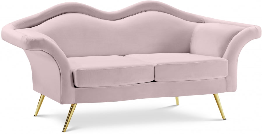 Lips Pink Velvet Loveseat - 607Pink-L - Vega Furniture