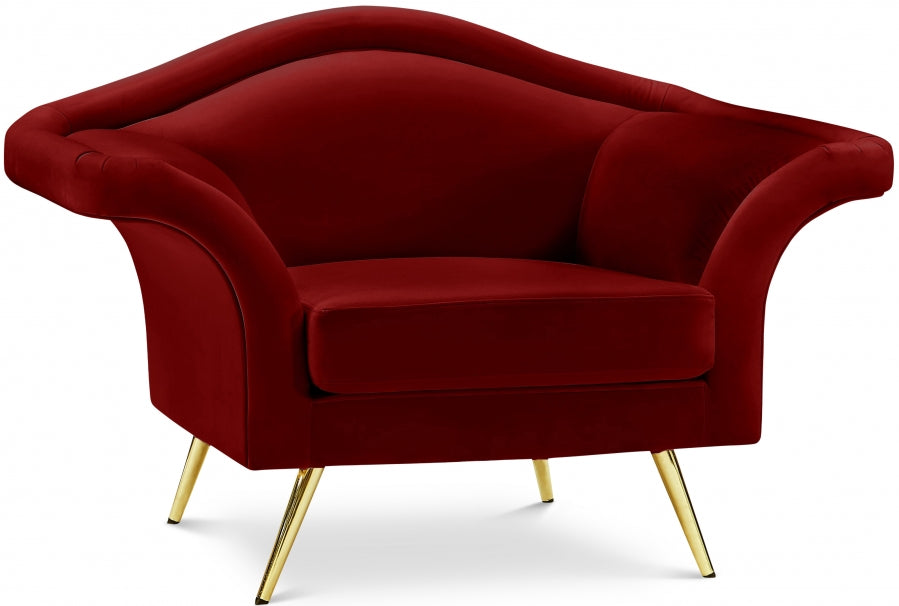 Lips Red Velvet Chair - 607Red-C - Vega Furniture